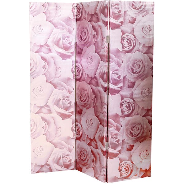 Arthouse 5 ft. 3-Panel Blush Romance Floral Room Divider