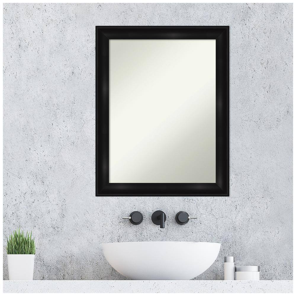 Grand Black Narrow 22" x 28" Non-Beveled Bathroom Vanity Mirror