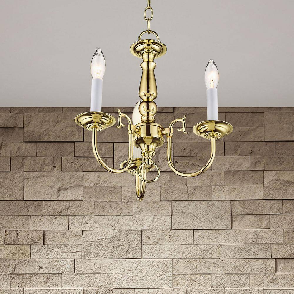 Elegant Williamsburgh Polished Brass Mini 3-Light Chandelier