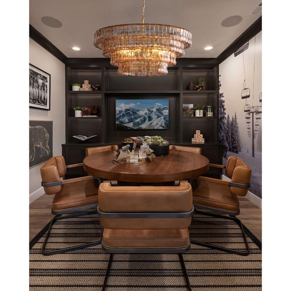 Modern Chandelier 36 in. 6-Lights Gold Crystal Drum Chandelier for Dining Room, Living Room, Kitchen Island, Foyer