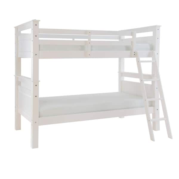 Linon Home Decor Hayes White Twin Bunkbed HD221923 - The Home Depot