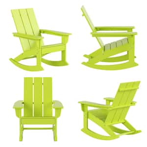 Shoreside Lime Plastic Adirondack Outdoor Rocking Chair (Set of 4)