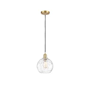 Athens Water Glass 60-Watt 1 Light Satin Gold Shaded Mini Pendant Light with Clear glass Clear Glass Shade
