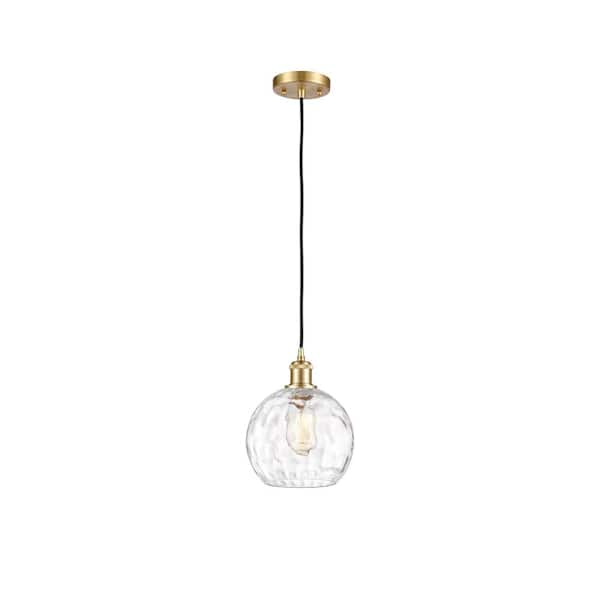 Innovations Athens Water Glass 60-Watt 1 Light Satin Gold Shaded Mini Pendant Light with Clear glass Clear Glass Shade