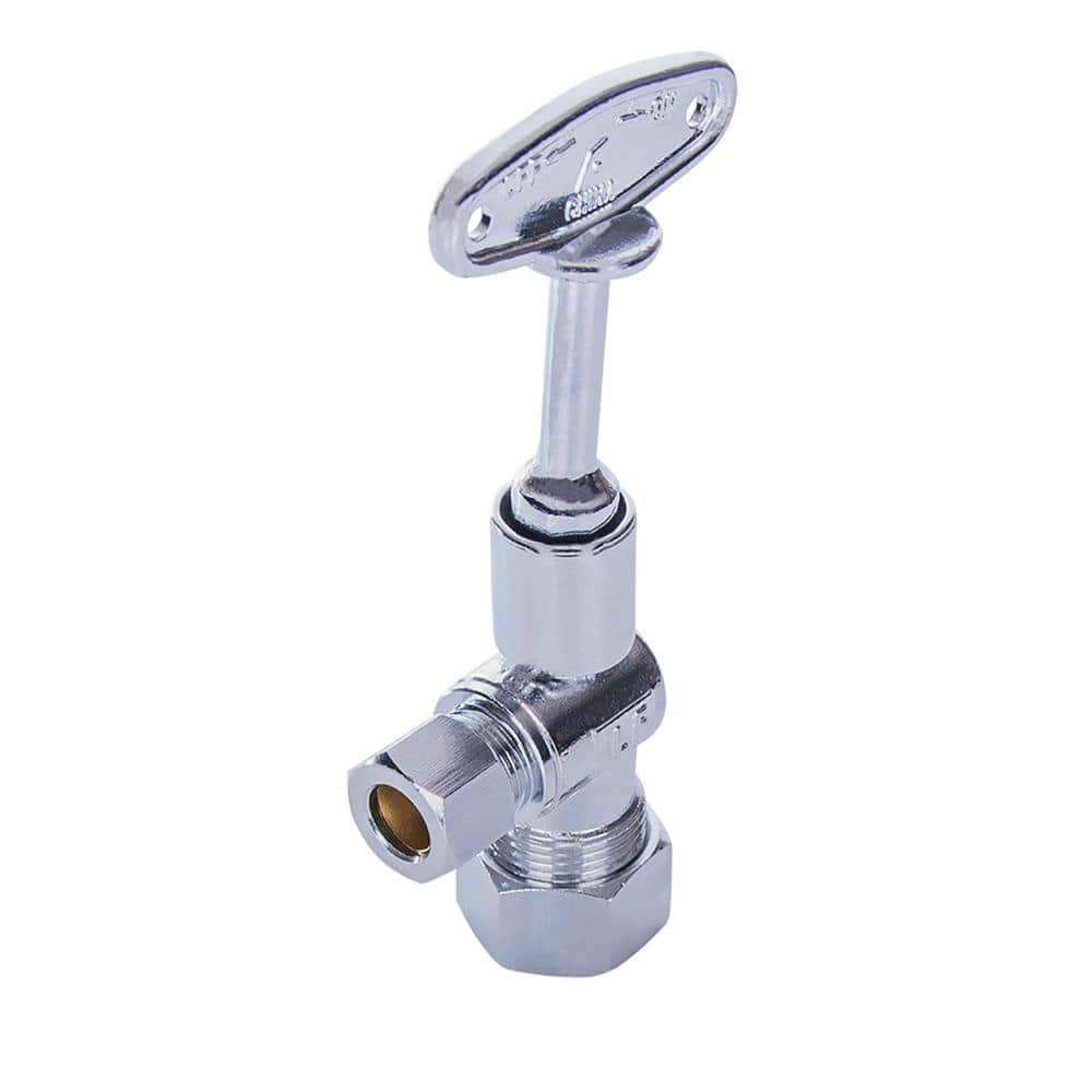 5/8 in. OD Comp x 3/8 in. OD Comp Angle Water Supply Stop Valve/Quarter Turn Loose Key; Lead Free Chrome Brass 2-Pack price history on PriceWatchPro