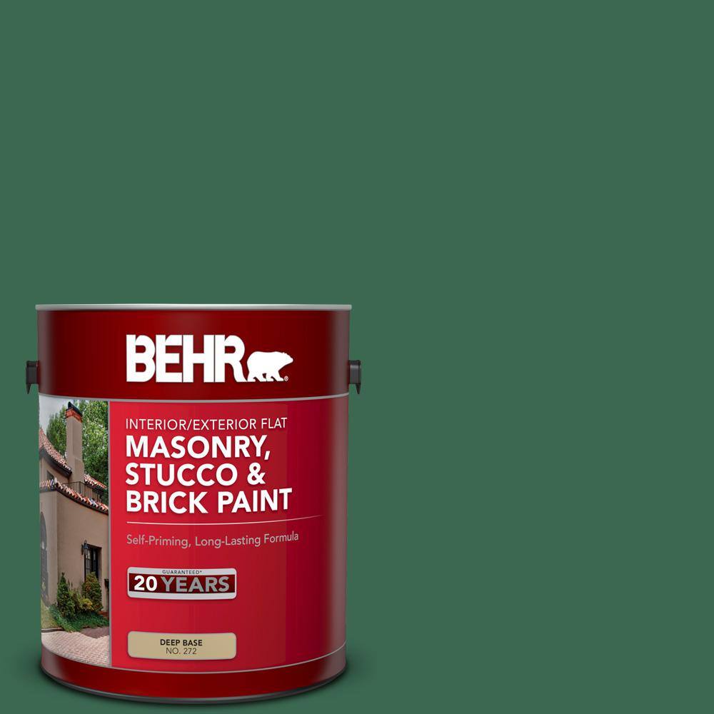 1 gal. #M410-7 Perennial Green Flat Interior/Exterior Masonry, Stucco and B