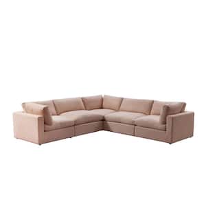 Yaritza 108 in. Pink Upholstered Linen 5-Seat Sofa