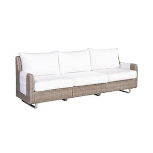 Vista Outdoor Wicker Sofa with Sunbrella Fabric in Ivory