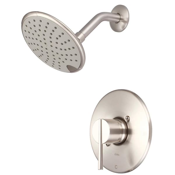 Olympia Faucets i2v 1-Handle Wall Mount Shower Faucet Trim Kit in Brushed Nickel with Rain Showerhead (Valve not Included)