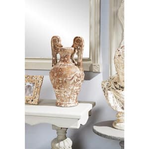 22 in. Light Brown Polystone Decorative Vase