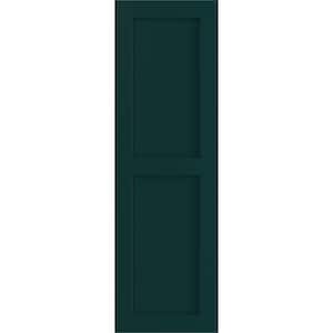 12 in. x 25 in. PVC True Fit Two Equal Flat Panel Shutters Pair in Thermal Green