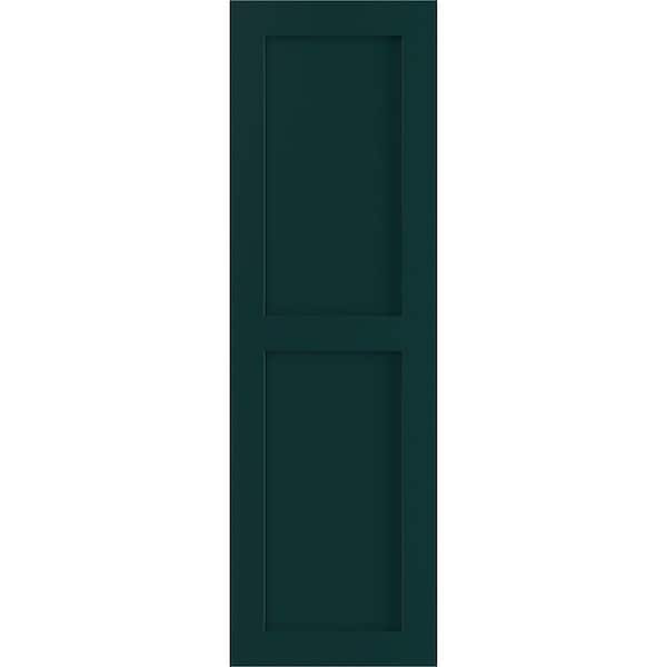 Ekena Millwork 12 in. x 64 in. PVC True Fit Two Equal Flat Panel Shutters Pair in Thermal Green