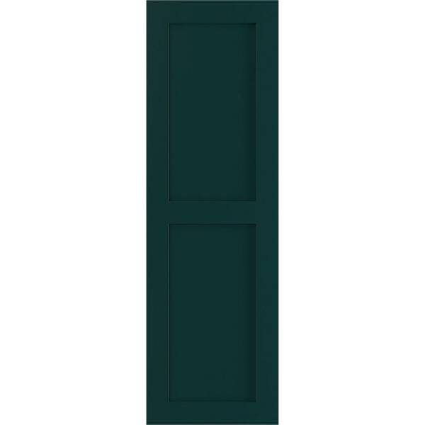 Ekena Millwork 12 in. x 66 in. PVC True Fit Two Equal Flat Panel Shutters Pair in Thermal Green