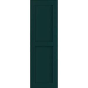 18 in. x 33 in. PVC True Fit Two Equal Flat Panel Shutters Pair in Thermal Green