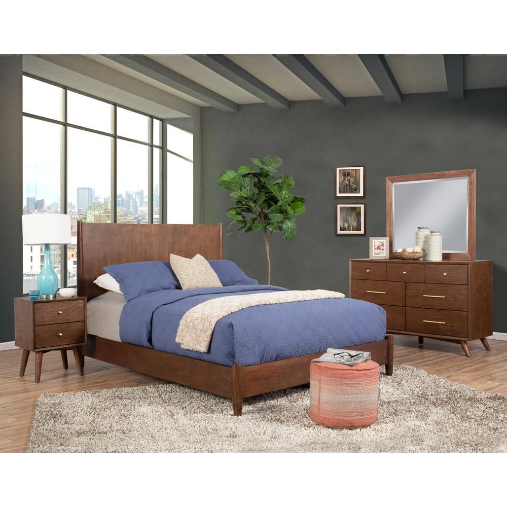 Flynn Transitional Walnut Mahogany 2-Drawer Nightstand