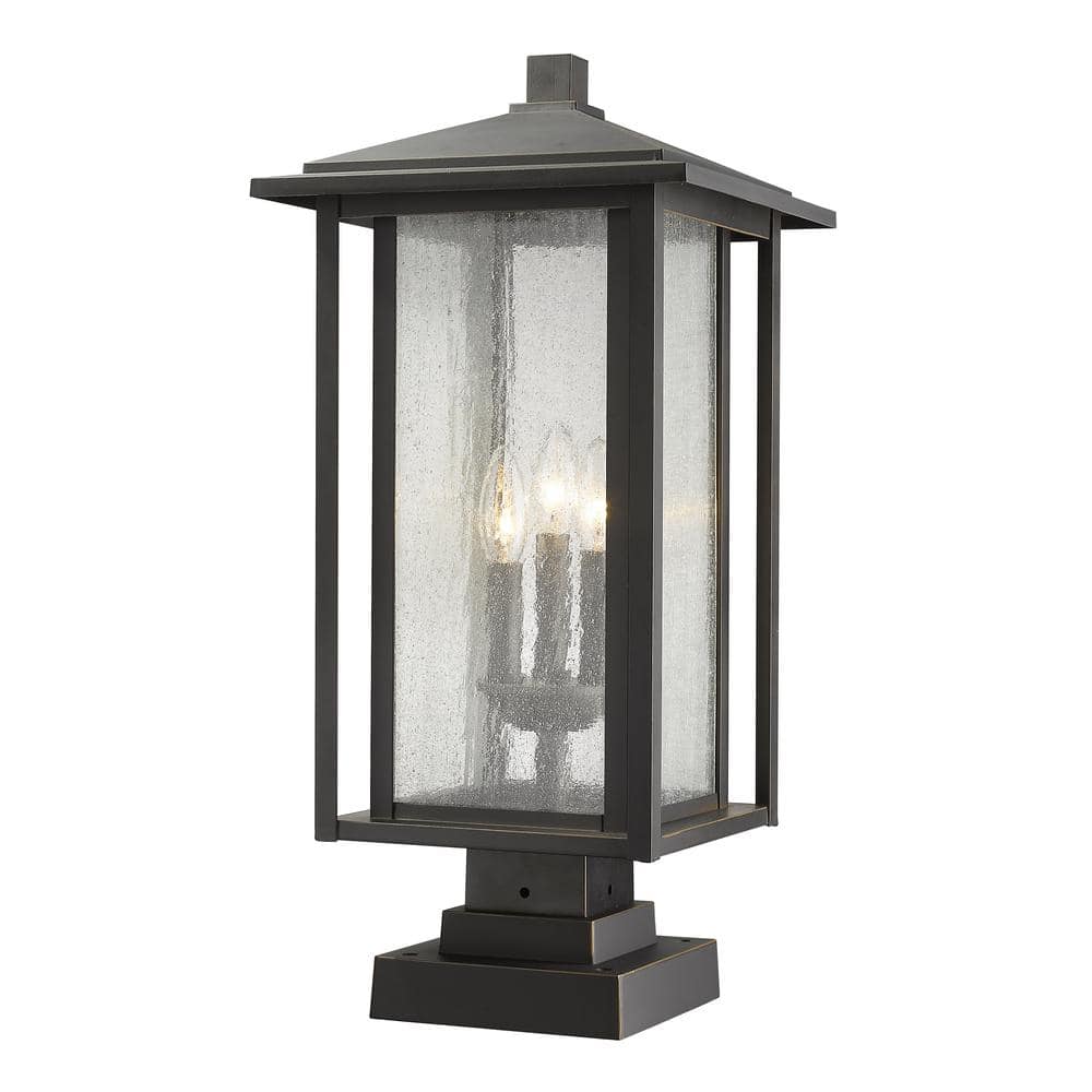 Portland Hardwired Bronze 1-Light Weather Resistant Pier Mount Light with S
