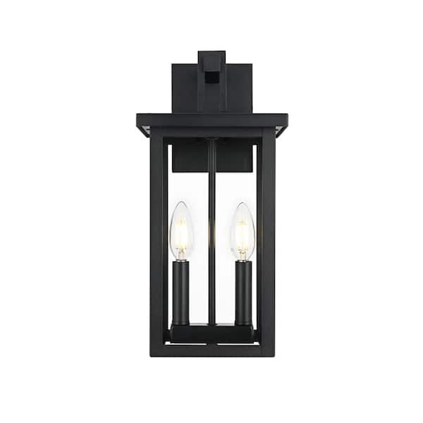 15 in. Black Outdoor Hardwired Wall Sconce with No Bulbs Included