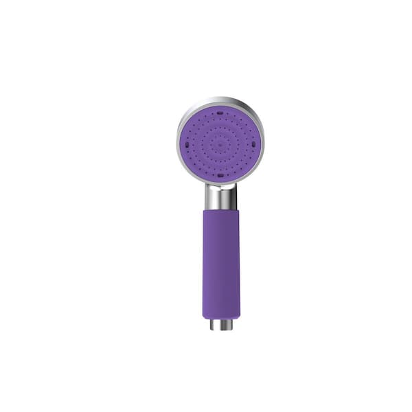 Unbranded Colorful 1-Spray Patterns 2.95 in. Single Wall Mount Handheld Shower Head with Silicone Grip in Purple
