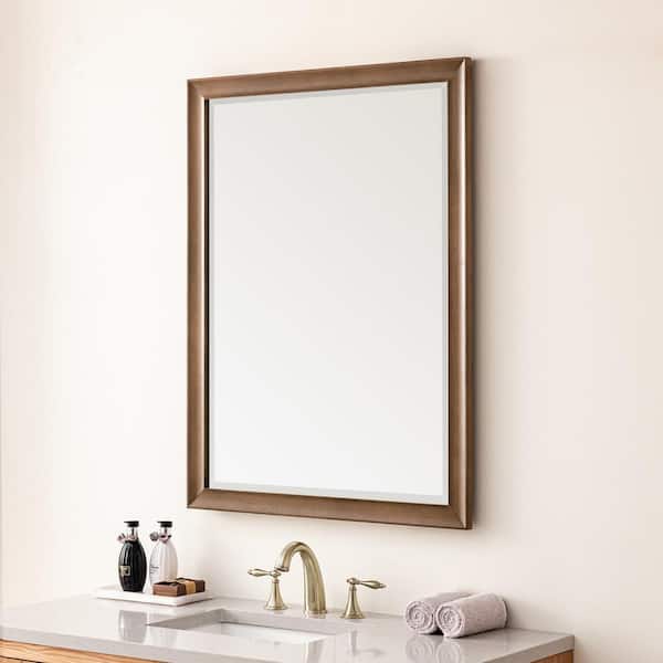 Glenbrooke 30 in. W x 40 in. H Rectangular Framed Wall Mount Bathroom Vanity Mirror in White Wash Walnut