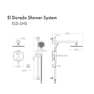 El Dorado 2-Spray Patterns with 2.0 GPM 7.9" Wall mount Dual Shower Heads Shower System in Matte Black