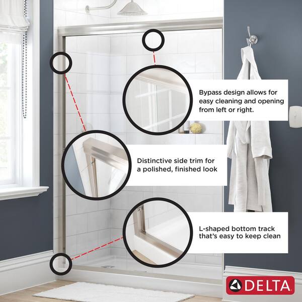 Lyndall 60 in. x 58-1/8 in. Semi-Frameless Traditional Sliding Bathtub Door in Chrome with Clear Glass Lyndall 60 in. x 58-1/8 in. Semi-Frameless Traditional Sliding Bathtub Door in Chrome with Clear Glass