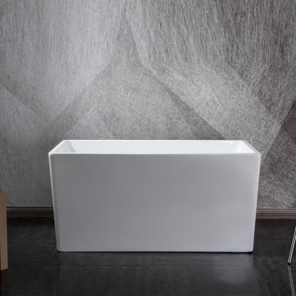 Unbranded Yilin 47 in. Acrylic Freestanding Flatbottom Bathtub in White