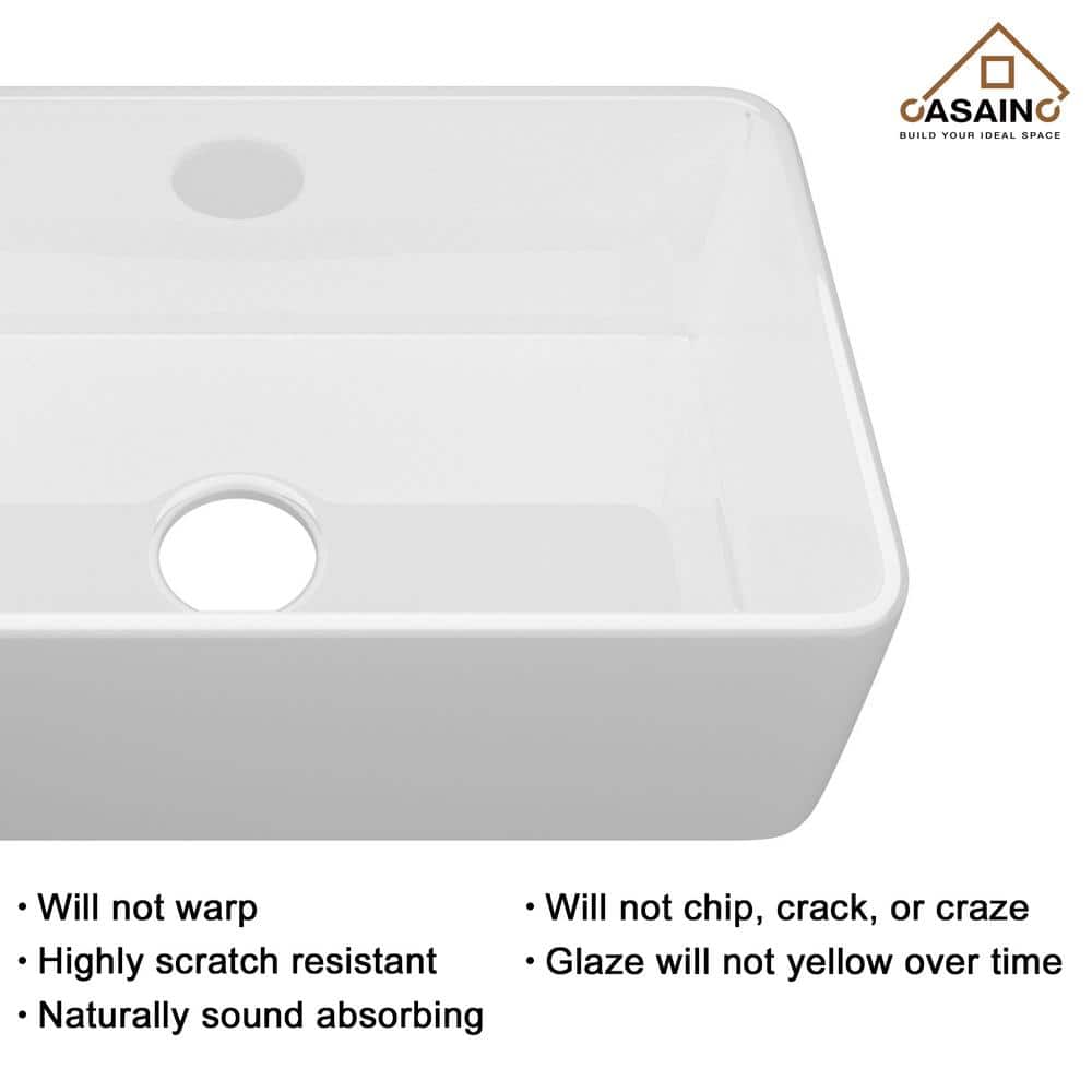 30'' White Fireclay Single Bowl Farmhouse Kitchen Sink with Faucet