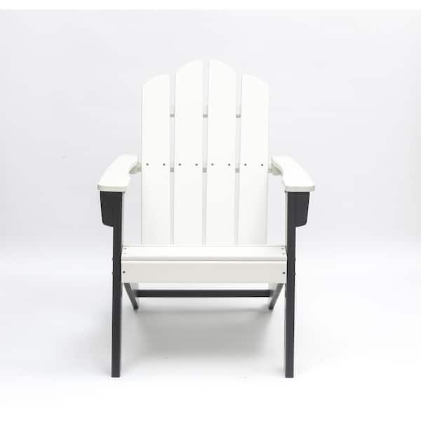 TIRAMISUBEST White and Black Flodable HDPE Plastic Adirondack Chair