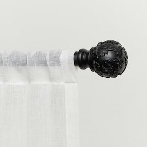 Vine 84 in. - 160 in. Indoor/Outdoor Adjustable Length 1 in. Single Curtain Rod Kit in Matte Black with Finial