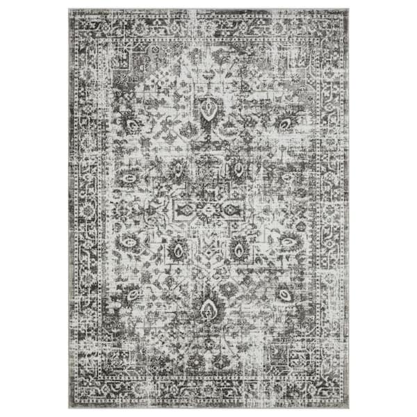 LOOMAKNOTI Rhane Allory Gray 9 ft. 10 in. x 12 ft. 10 in. Oriental Polypropylene Area Rug