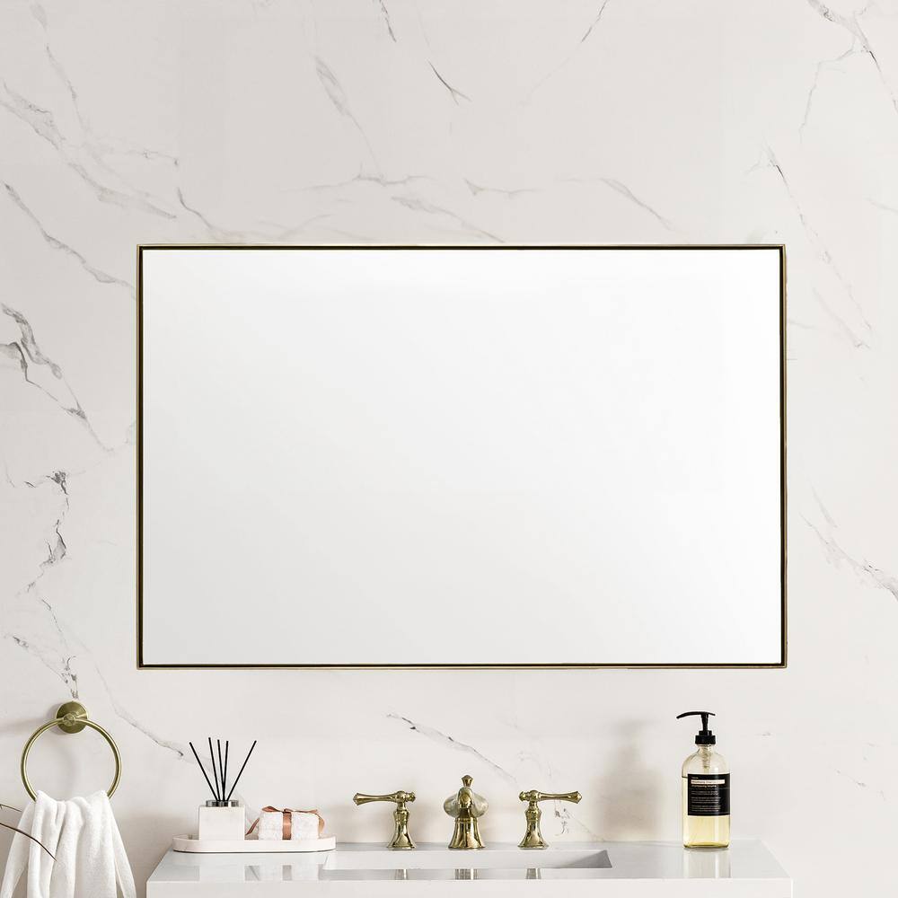 Champagne Brass Rectangular Framed Vanity Mirror 40" x 26"