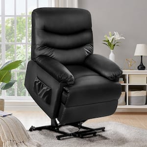 Black PU Leather Power Recliner and Lift Chair Lift Recliner Chair with Steel Reclining Mechanism