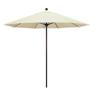 9 ft. Fiberglass Market Pulley Open Bronze Patio Umbrella in Canvas Pacifica
