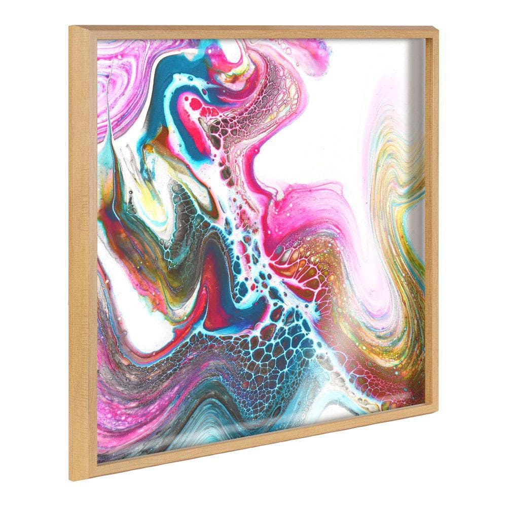 Colorful Abstract Acrylic Print on Canvas with Natural Frame, 24x24