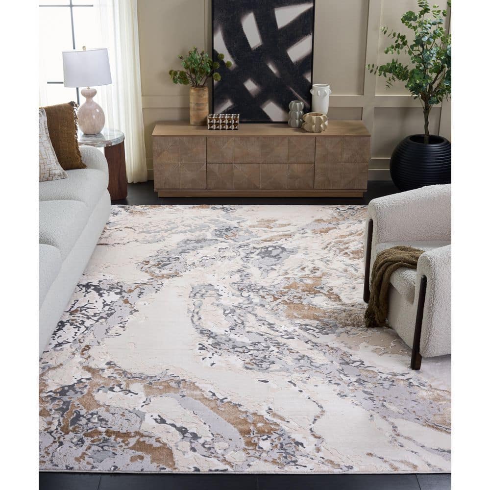 Aura 7 ft. x 10 ft. Beige/Gray Abstract Area Rug price history on PriceWatchPro