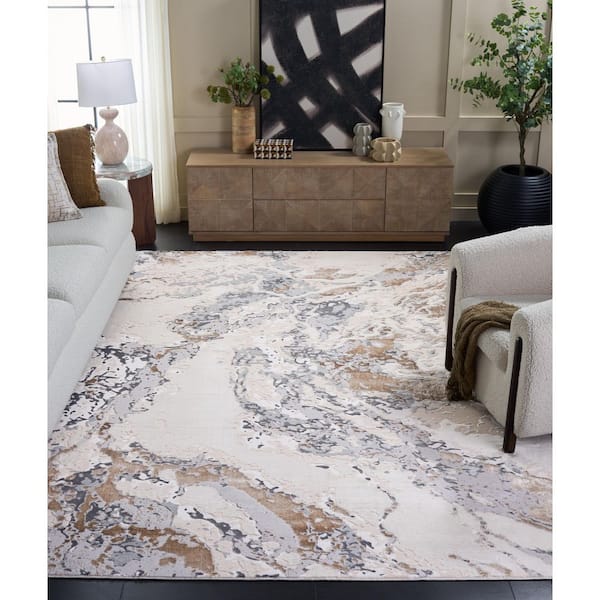 Aura 7 ft. x 10 ft. Beige/Gray Abstract Area Rug