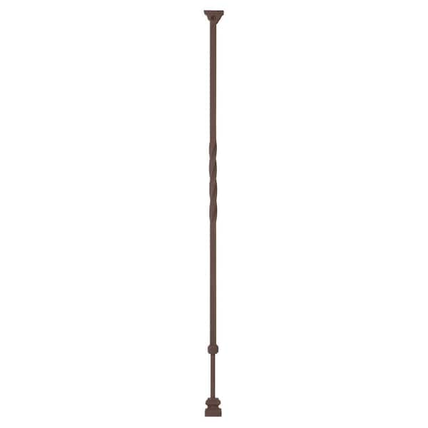 Ole Iron Slides 1/2 in. x 1/2 in. x 30-1/4 in. to 38 in. Oil Rubbed Copper Wrought Iron Twist Adjustable Baluster