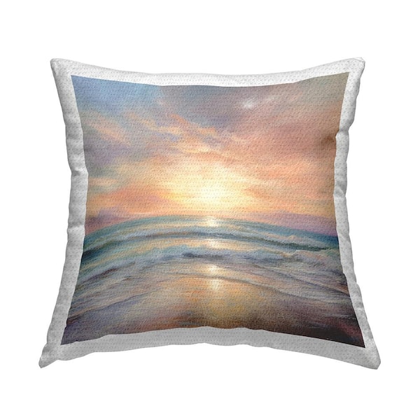 Stupell Industries Beach Sunrise Landscape Multi-Color Square Outdoor Throw Pillow
