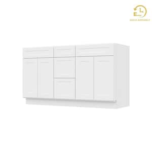 Easy-DIY Combo Bases - 1-Drawer Stack 60 in. W x 21 in. D x 34.5 in. H Bath Vanity Cabinet without Top in Shaker White