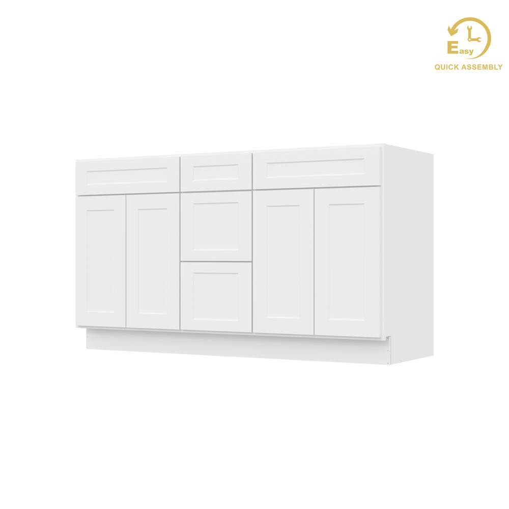 Easy-DIY Combo Bases - 1-Drawer Stack 60 in. W x 21 in. D x 34.5 in. H Bath Vanity Cabinet without Top in Shaker White price history on PriceWatchPro