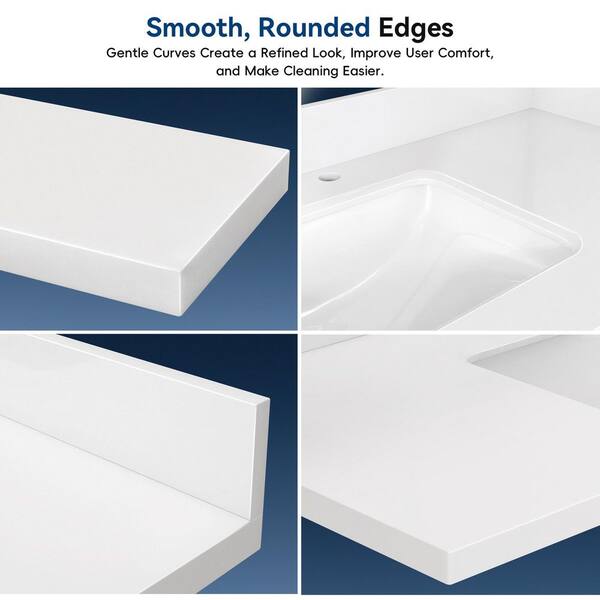 Zeafive Por 36 in. W x 22 in. D Engineered Stone White Rectangular