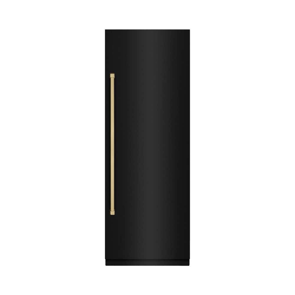 ZLINE Kitchen and Bath 30 in. 16.7 cu. ft. Freezerless Column Refrigerator in Black Stainless Steel w/ Graphite Gray Interior & Bronze Accents