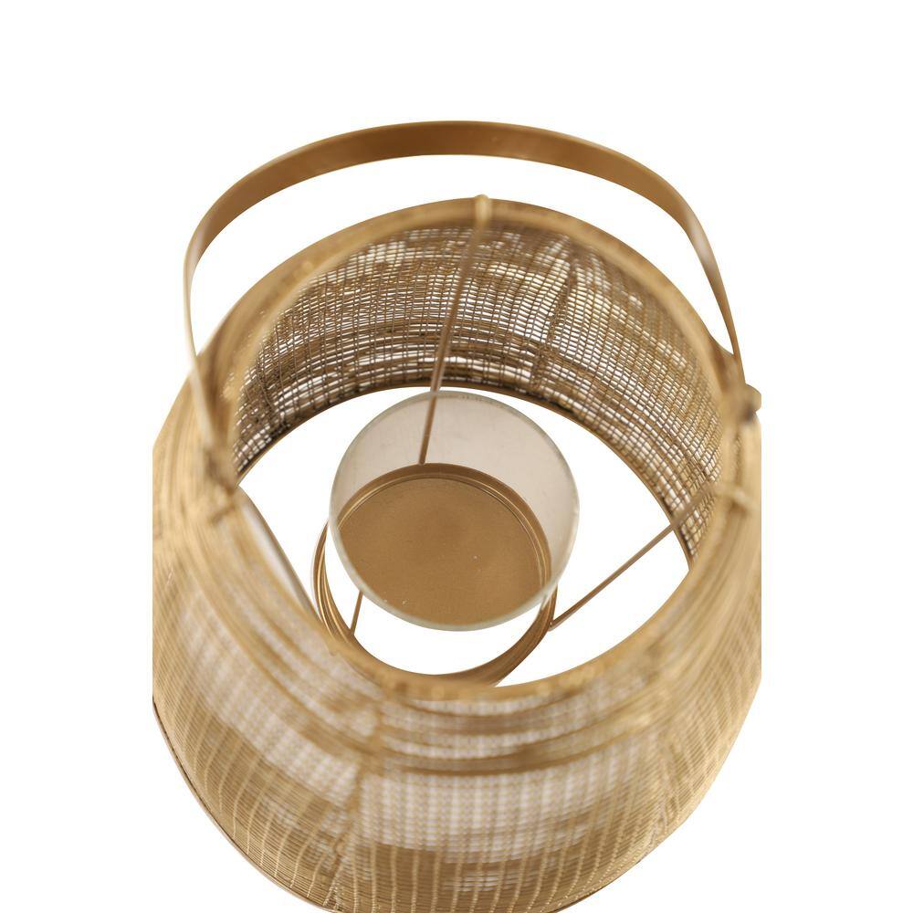 Gold Metal Hanging Hurricane Candle Lantern