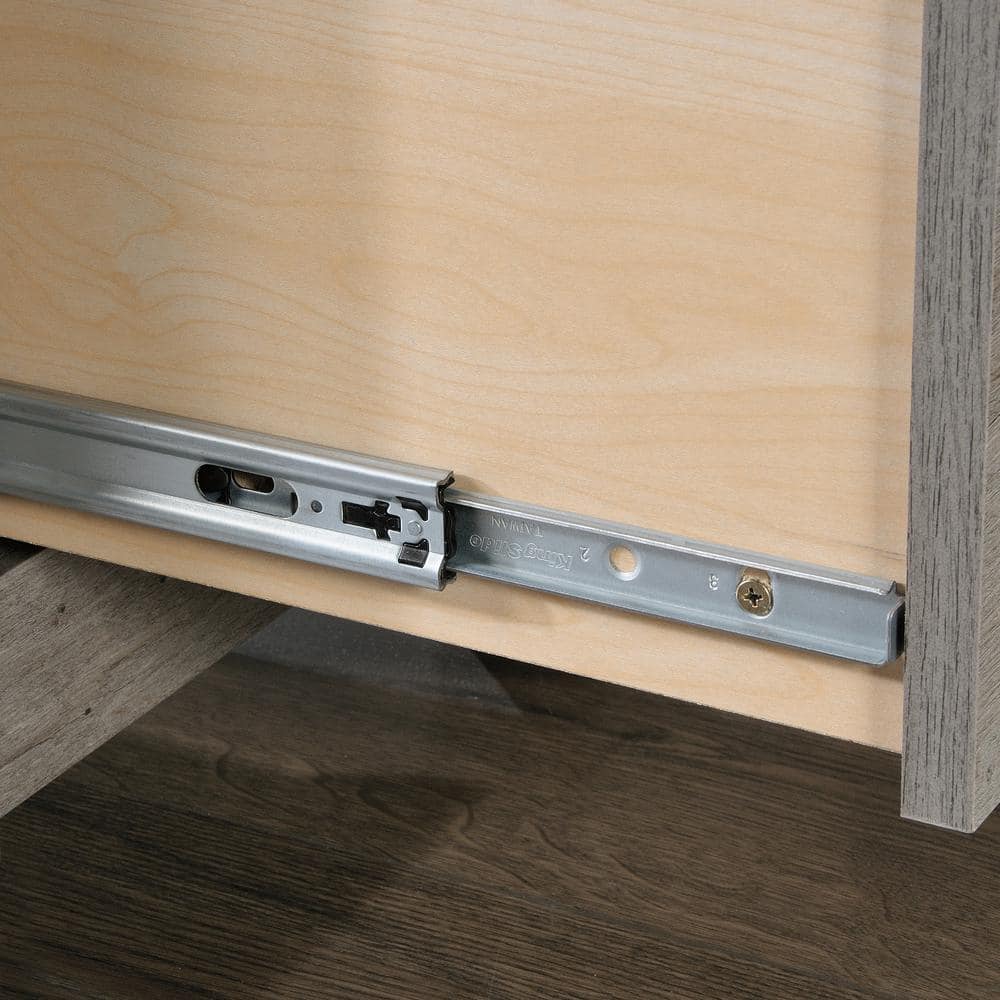 Mystic Oak L-Shaped Writing Desk with Drawer and Filing Cabinet