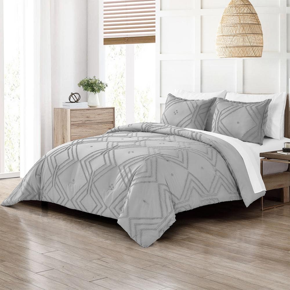 Gray Microfiber Queen Bed-in-a-Bag Comforter Set