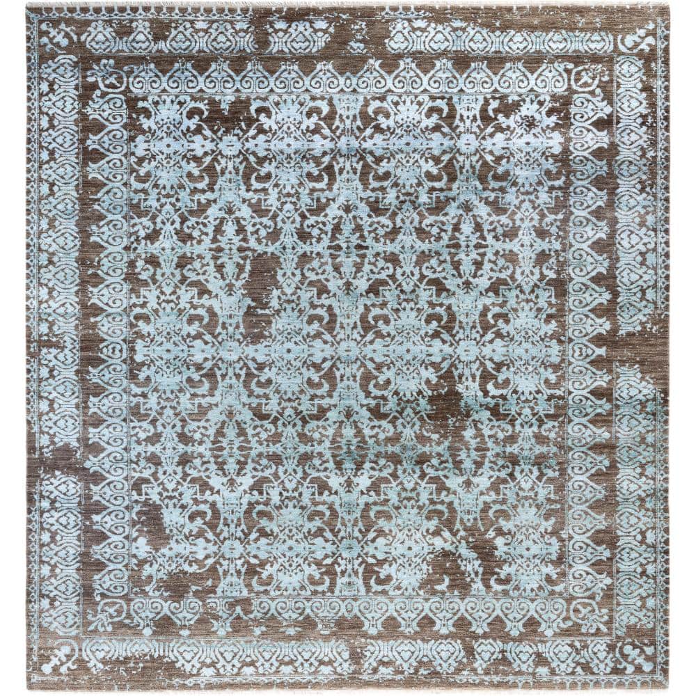 Ikat Brown 8 X 10 Hand-Knotted Wool Silk Indoor Area Rug price history on PriceWatchPro