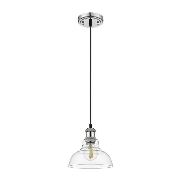Golden Lighting - Carver 60-Watt 1-Light Chrome Schoolhouse Pendant Light with No Shade, No Bulbs Included