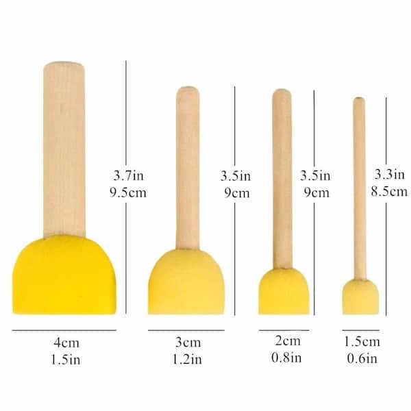 0.8 inch Paint Sponges for Painting, 40 Pack Round Painting Sponge Foam Brush Wooden Handle Painting Tools for Crafts Arts, Yellow, Size: 20