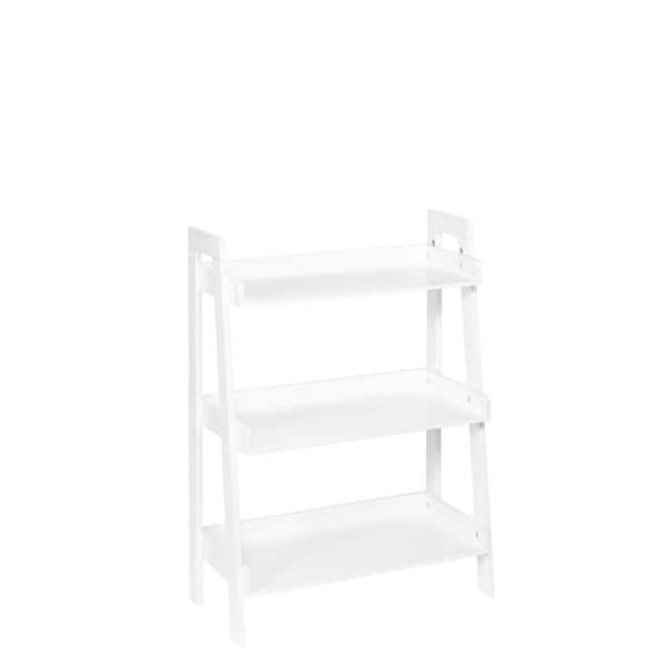 RiverRidge Home 32.5 in. White Wood 3-shelf Ladder Bookcase with Open Back