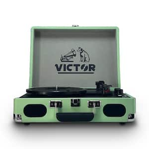 VICTOR Metro Plus Battery-Powered Bluetooth Suitcase Turntable, 3-Speed Vinyl Record Player with Rechargeable Battery